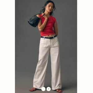 Pilcro Off-White Wide Leg Jeans